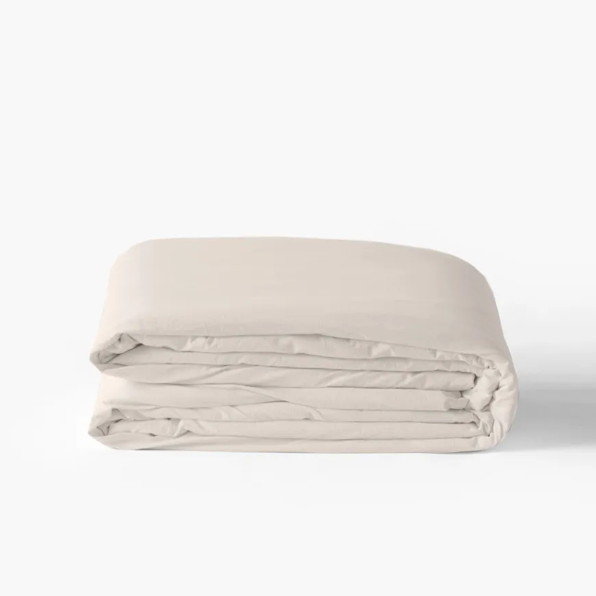 Housses De Couette|Carré Blanc Housse de couette pur coton lavé biologique Souffle vanille