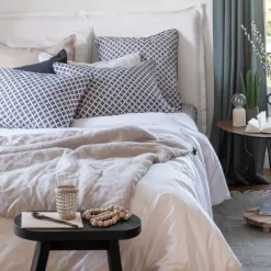 Housses De Couette|Carré Blanc Housse de couette réversible percale de coton Azulejos