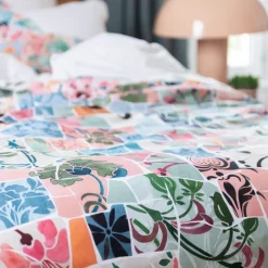 Housses De Couette|Carré Blanc Housse de couette réversible percale de coton Azulejos