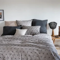 Housses De Couette|Carré Blanc Housse de couette réversible lin et coton lavé Eclipse