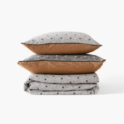 Housses De Couette|Carré Blanc Housse de couette réversible lin et coton lavé Eclipse