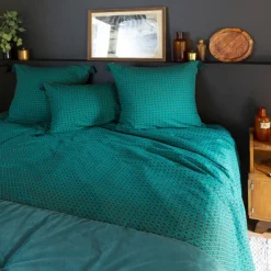Housses De Couette|Carré Blanc Housse de couette réversible coton et lin Bukhara curcuma