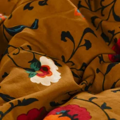 Housses De Couette|Carré Blanc Housse de couette réversible coton et lin Bukhara curcuma