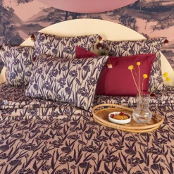 Housses De Couette|Carré Blanc Housse de couette réversible percale de coton Hokkaido violet