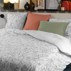 Housses De Couette|Carré Blanc Housse de couette réversible percale de coton Callipyge abstrait