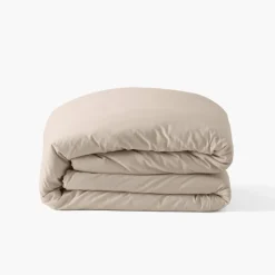 Coffrets Cadeaux|Housses De Couette|Carré Blanc Housse de couette satin de coton lavé bio Quartz dune