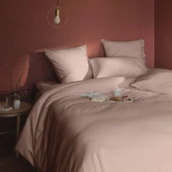 Housses De Couette|Carré Blanc Housse de couette satin de coton lavé bio Quartz blush