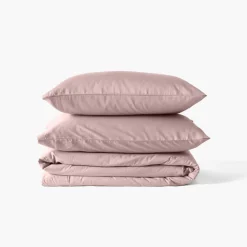 Housses De Couette|Carré Blanc Housse de couette satin de coton lavé bio Quartz blush