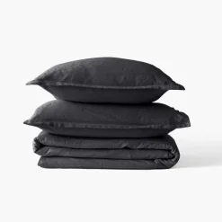 Housses De Couette|Carré Blanc Housse de couette satin de coton jacquard pois et rayures Prestige noir