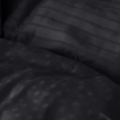 Housses De Couette|Carré Blanc Housse de couette satin de coton jacquard pois et rayures Prestige noir