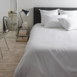 Housses De Couette|Carré Blanc Housse de couette satin de coton lavé bio Quartz blanc