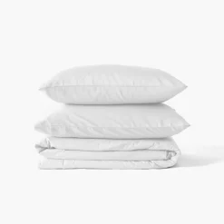 Housses De Couette|Carré Blanc Housse de couette satin de coton lavé bio Quartz blanc