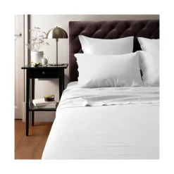 Housses De Couette|Carré Blanc Housse de couette satin de coton lavé bio Quartz blanc