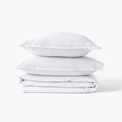 Housses De Couette|Carré Blanc Housse de couette satin de coton jacquard pois et rayures Prestige blanc