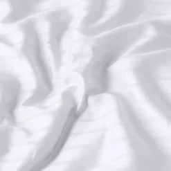 Housses De Couette|Carré Blanc Housse de couette satin de coton jacquard pois et rayures Prestige blanc