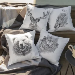 Housses De Coussin|Coffrets Cadeaux|Carré Blanc Housse de coussin coton Grizzli