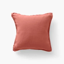 Housses De Coussin|Carré Blanc Housse de coussin lin lavé Songe terre cuite