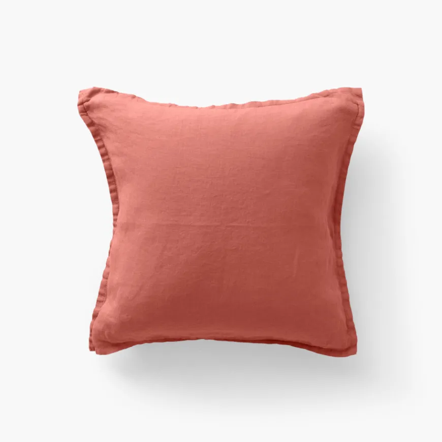 Housses De Coussin|Carré Blanc Housse de coussin lin lavé Songe terre cuite