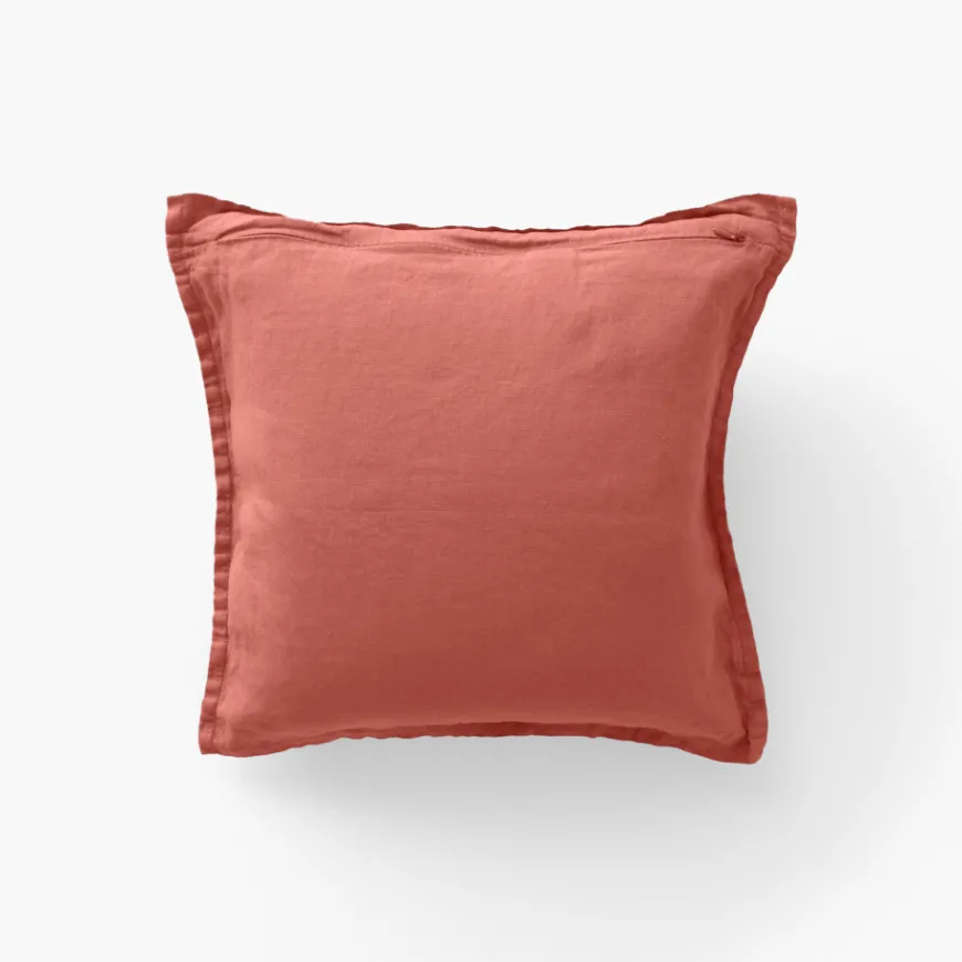 Housses De Coussin|Carré Blanc Housse de coussin lin lavé Songe terre cuite
