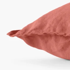 Housses De Coussin|Carré Blanc Housse de coussin lin lavé Songe terre cuite