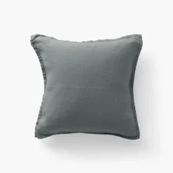 Housses De Coussin|Carré Blanc Housse de coussin lin lavé Songe kaki cendré