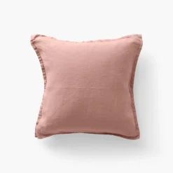 Housses De Coussin|Carré Blanc Housse de coussin lin lavé Songe rose cendré