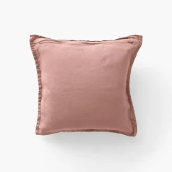 Housses De Coussin|Carré Blanc Housse de coussin lin lavé Songe rose cendré