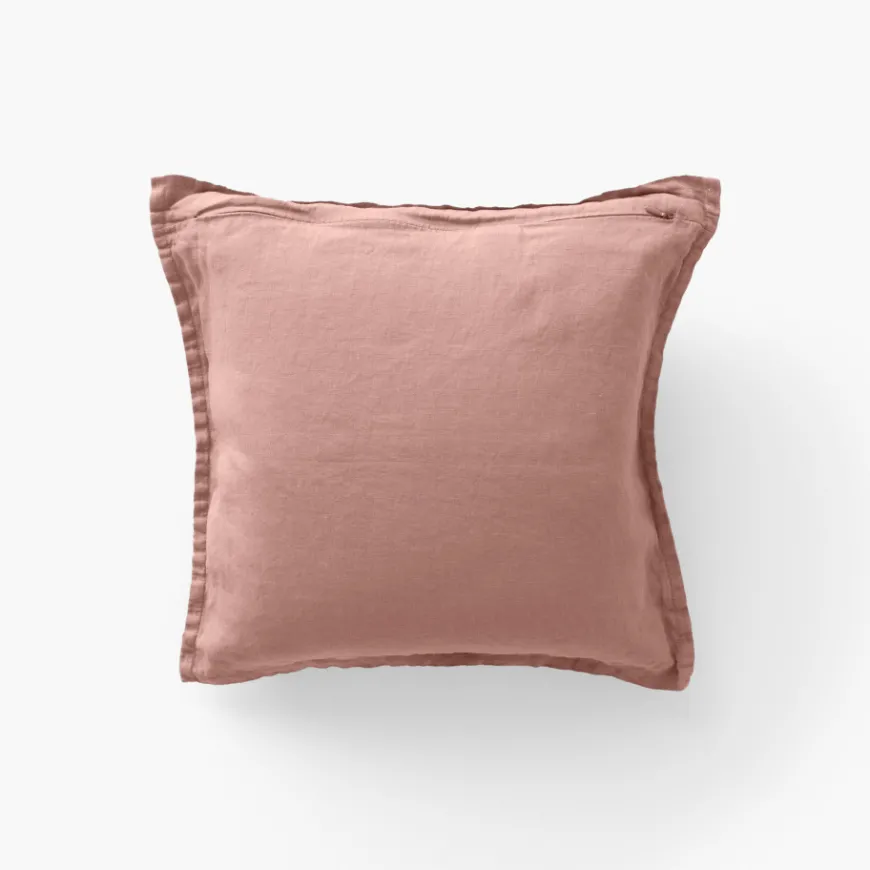 Housses De Coussin|Carré Blanc Housse de coussin lin lavé Songe rose cendré