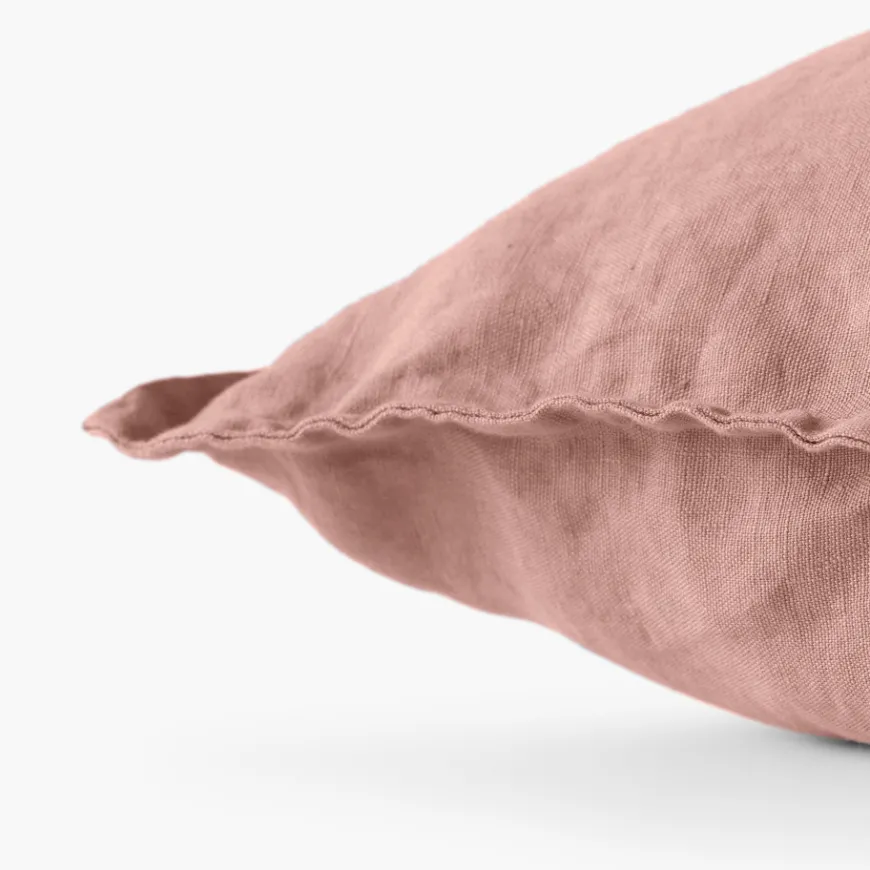 Housses De Coussin|Carré Blanc Housse de coussin lin lavé Songe rose cendré