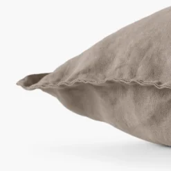 Housses De Coussin|Carré Blanc Housse de coussin lin lavé Songe taupe