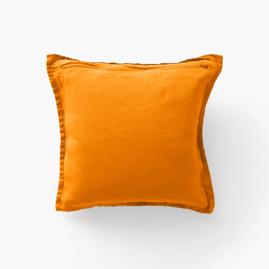 Housses De Coussin|Carré Blanc Housse de coussin lin lavé Songe curcuma