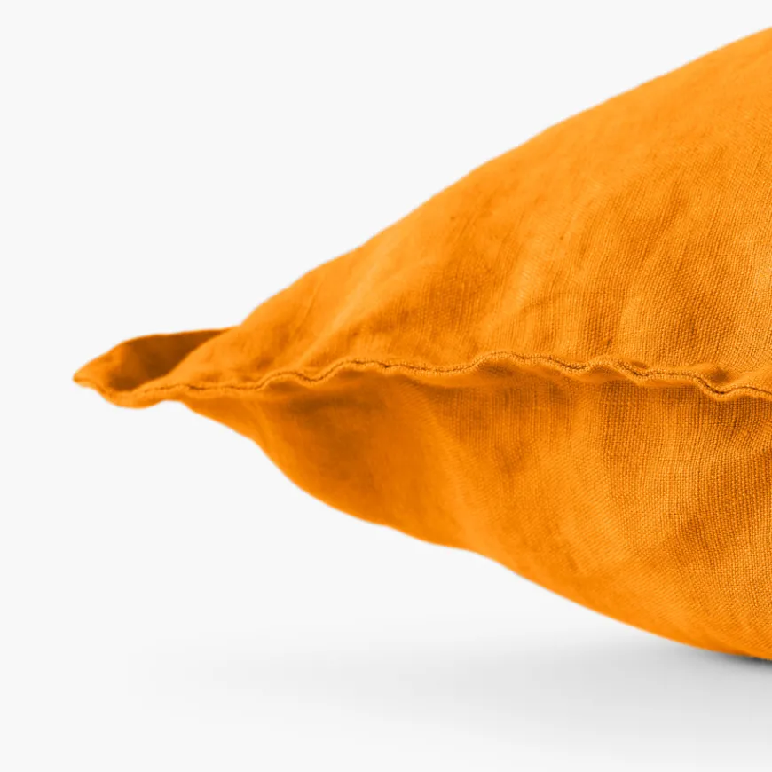 Housses De Coussin|Carré Blanc Housse de coussin lin lavé Songe curcuma