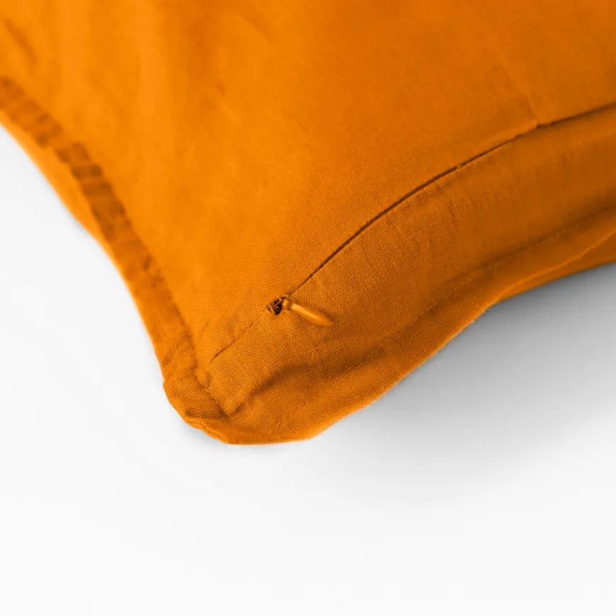 Housses De Coussin|Carré Blanc Housse de coussin lin lavé Songe curcuma