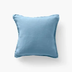 Housses De Coussin|Carré Blanc Housse de coussin lin lavé Songe bleu baltique