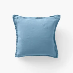 Housses De Coussin|Carré Blanc Housse de coussin lin lavé Songe bleu baltique