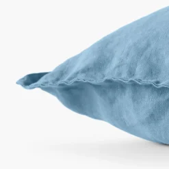 Housses De Coussin|Carré Blanc Housse de coussin lin lavé Songe bleu baltique