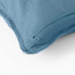 Housses De Coussin|Carré Blanc Housse de coussin lin lavé Songe bleu baltique