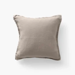 Housses De Coussin|Carré Blanc Housse de coussin lin lavé Songe grège