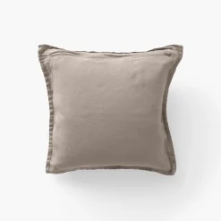 Housses De Coussin|Carré Blanc Housse de coussin lin lavé Songe grège