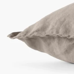 Housses De Coussin|Carré Blanc Housse de coussin lin lavé Songe grège