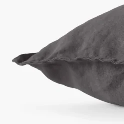 Housses De Coussin|Carré Blanc Housse de coussin lin lavé Songe charbon