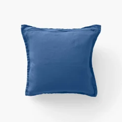 Housses De Coussin|Carré Blanc Housse de coussin lin lavé Songe bleu de chine