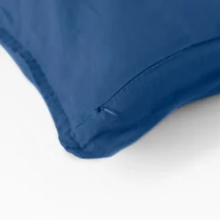 Housses De Coussin|Carré Blanc Housse de coussin lin lavé Songe bleu de chine