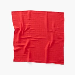 Accessoires|Carré Blanc Langes coton bio Mes Rêves rouge tendre
