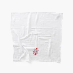 Accessoires|Carré Blanc Langes coton bio Mes Rêves rouge tendre