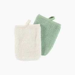 Coffrets Cadeaux|Accessoires Beauté|Carré Blanc Lot de 2 gants de toilette coton biologique Naturelle