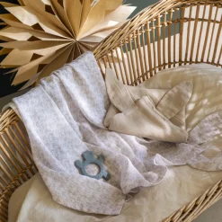 Accessoires|Nouveautés Bébénew|Carré Blanc Maxi lange coton bio Merveille beige