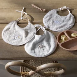 Nouveautés Bébénew|Bavoirs & Mini-bavoirs|Carré Blanc Mini bavoir coton bio Bienvenue naturel