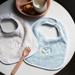 Bavoirs & Mini-bavoirs|Carré Blanc Mini bavoir coton bio Illumine bleu polaire
