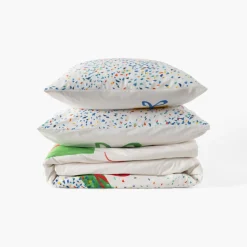 Linge De Litbio|Carré Blanc Parure de lit coton bio Pinata